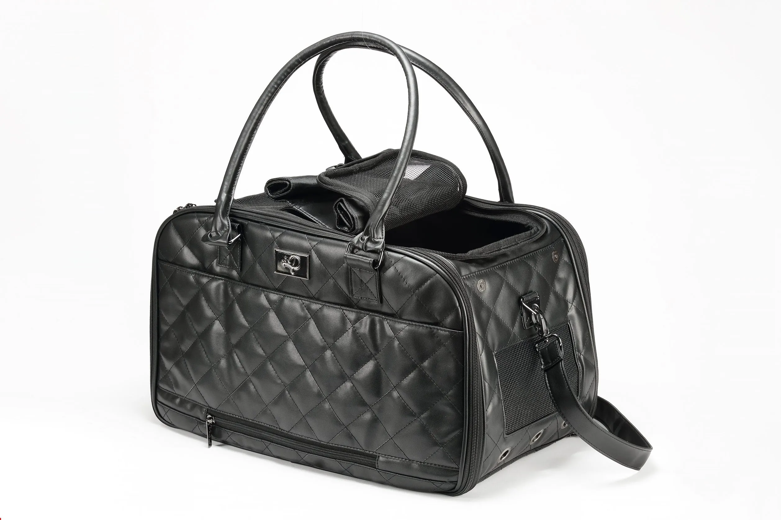 Luxury Black Quilted Dog Carrier