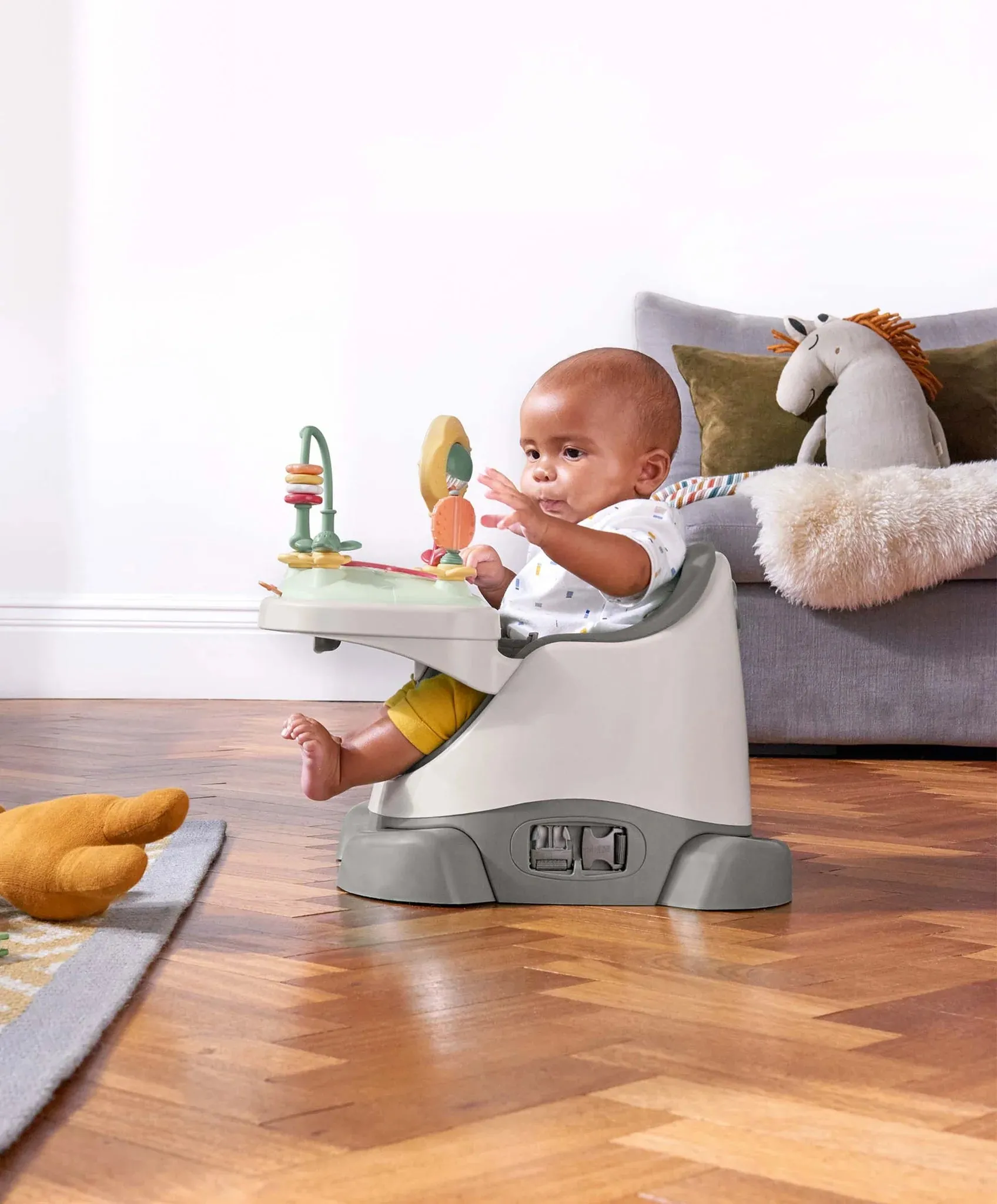 Mamas & Papas Bug 3-in-1 Floor & Booster Seat with Activity Tray-Pebble Int