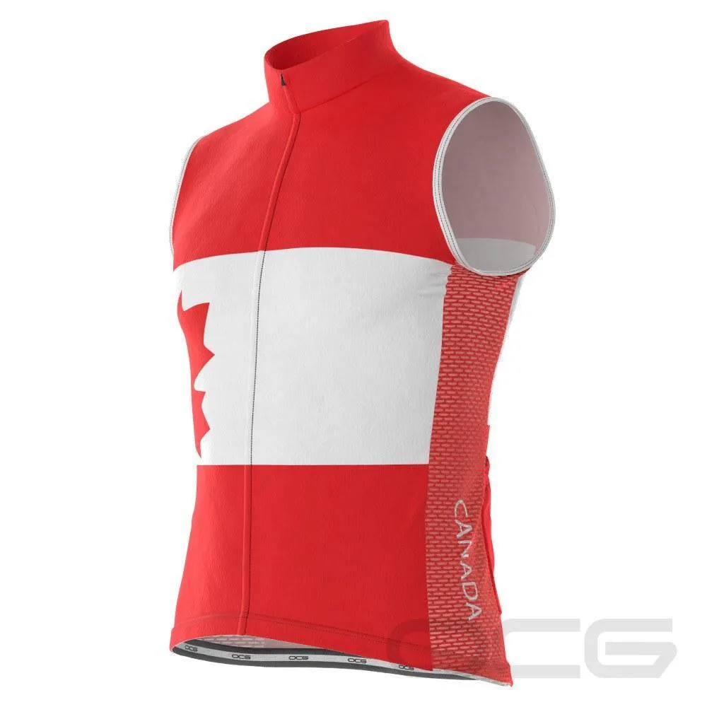Men's Canada Maple Leaf National Flag Sleeveless Tech Cycling Jersey