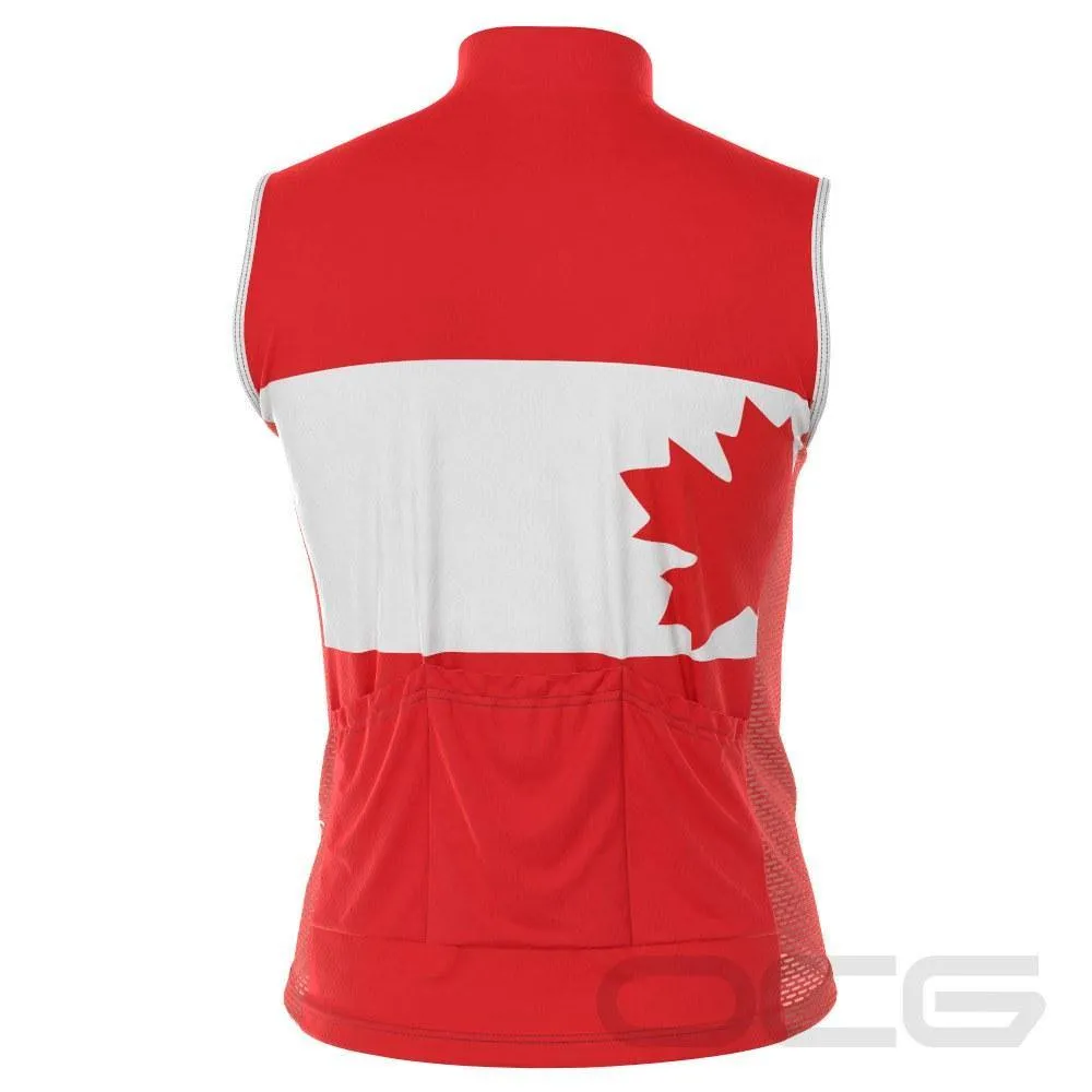 Men's Canada Maple Leaf National Flag Sleeveless Tech Cycling Jersey