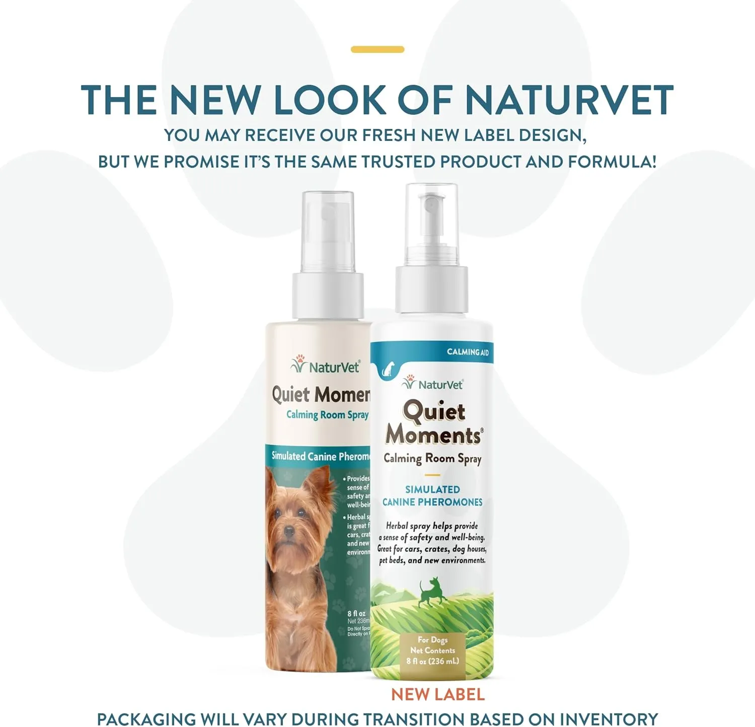 NaturVet Quiet Moments Herbal Calming Room Spray Dog Supplement  Ideal for Cars, Dog Crates, New Environments  Helps Reduce Pet Stress, Storm Anxiety, Motion Sickness  8 Oz.