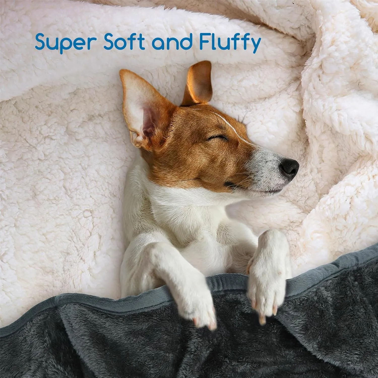 Nobleza Waterproof & Washable Dog Blanket, Super Soft Reversible Sherpa Fleece - 40" 47" Grey