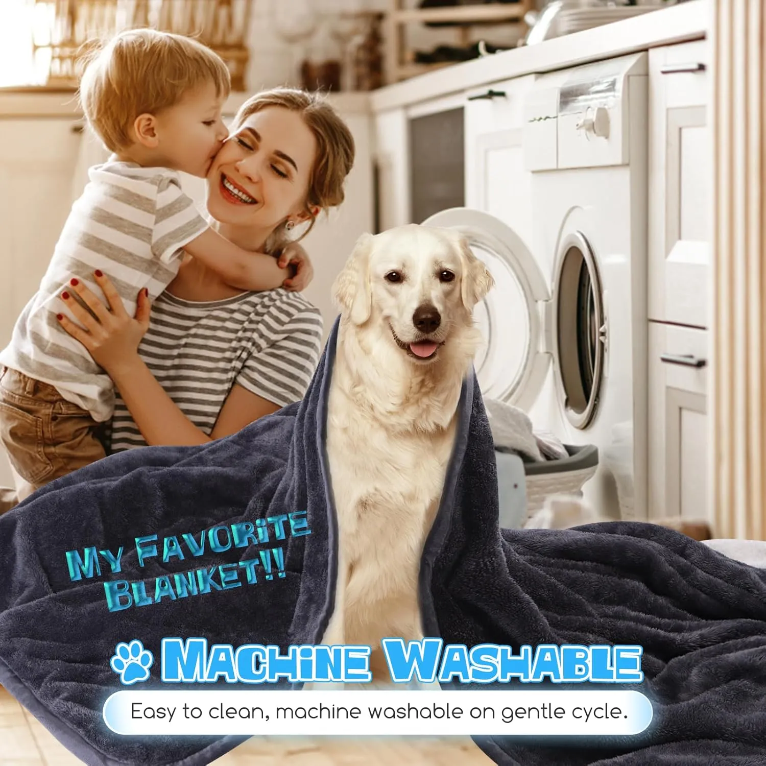 Nobleza Waterproof & Washable Dog Blanket, Super Soft Reversible Sherpa Fleece - 40" 47" Grey