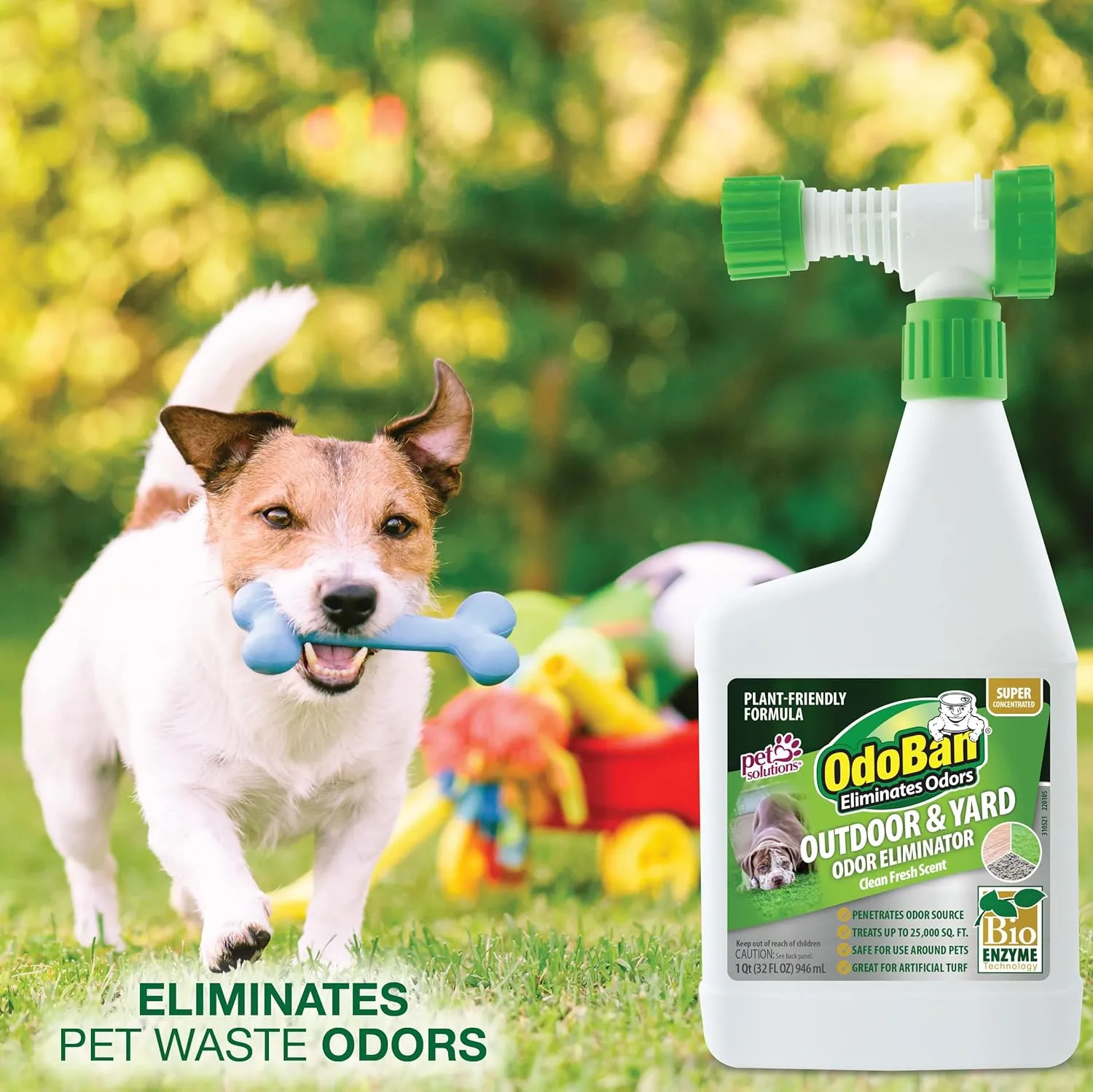 OdoBan Outdoor and Yard Odor Eliminator, Plant-Friendly Formula, 32 Fluid Ounce Bottle with Hose End Sprayer, 2-Pack, Clean Fresh Scent