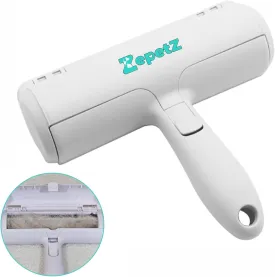 Pet Hair Removal Tool  Reusable Lint Roller for Dogs & Cats  Self-Cleaning Fur Remover Brush  Ergonomic Lint Roller for Carpet, Bedding, Couch, Car Seat & More (White)
