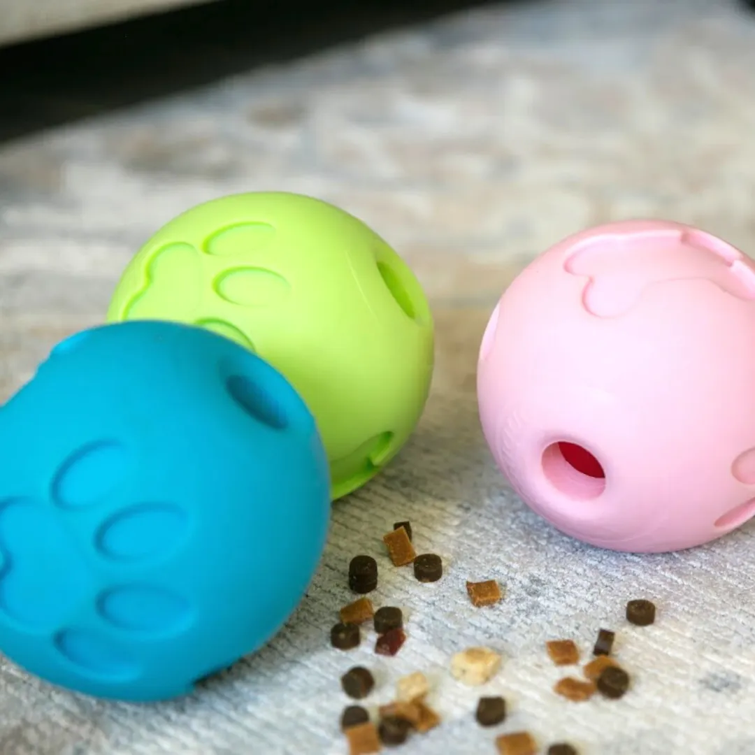 Pink Paw Me! Treat Ball Dispenser and Dog Toy: Engaging Design, Squishy Texture, Easy Rolling, Interactive Play, Keeps Pets Busy, Vanilla Scent, BPA-Free, FDA Approved for Dogs/Cats/Pets