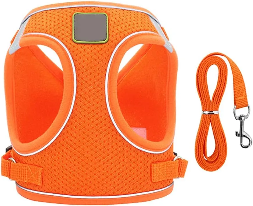 Puppy Harness and Leash Set, Escape Proof Dog Cat Vest Harness for Cats Small Medium Dogs, Adjustable Reflective Step in Harness,Soft Mesh Comfort Fit No Pull No Choke (Small(11.8"-13.3"), Orange)