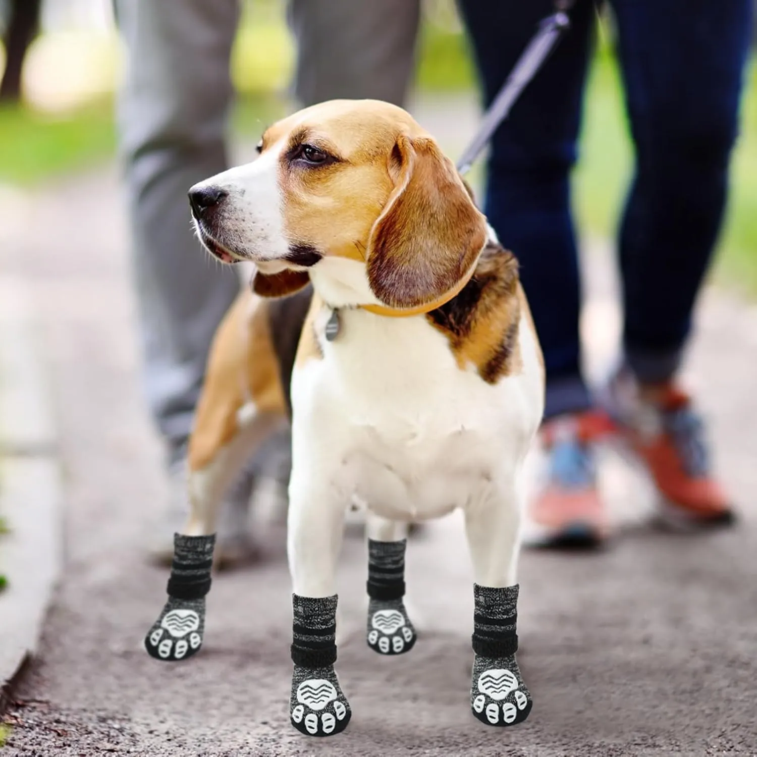 PUPTECK Anti-Slip Dog Socks with Double Sides Grips Booties for Medium Large Dogs Hardwood Floors Prevents Licking, Dog Shoes for Cold & Hot Pavement Traction Paw Protector for Senior Dogs
