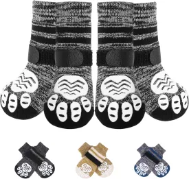 PUPTECK Anti-Slip Dog Socks with Double Sides Grips Booties for Medium Large Dogs Hardwood Floors Prevents Licking, Dog Shoes for Cold & Hot Pavement Traction Paw Protector for Senior Dogs