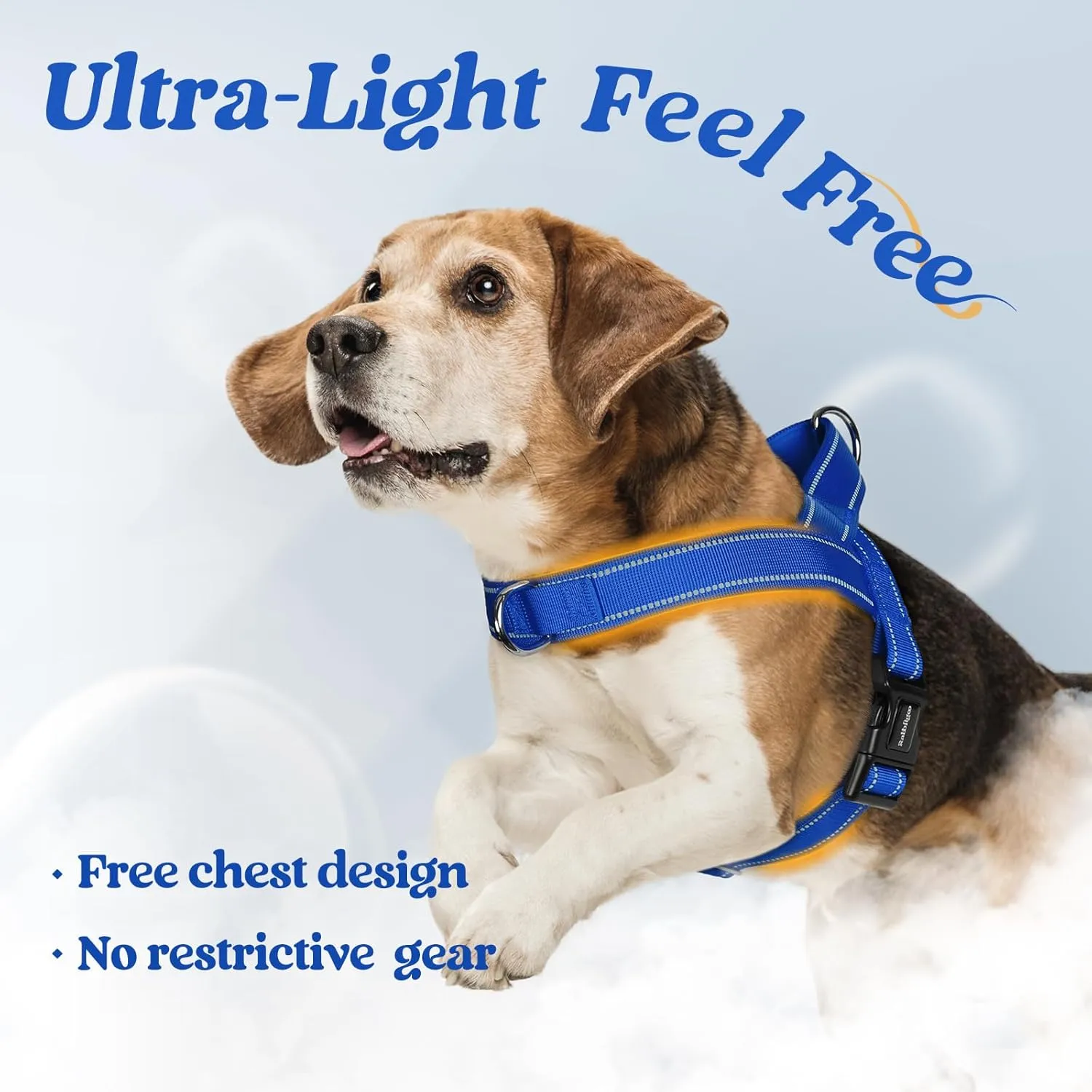rabbitgoo Dog Harness No Pull, Quick Fit for Large Dogs with Soft Padded Handle, Chest Adjustable Reflective Pet Vest, No Choke Escape Proof for Walking Training, Blue XL