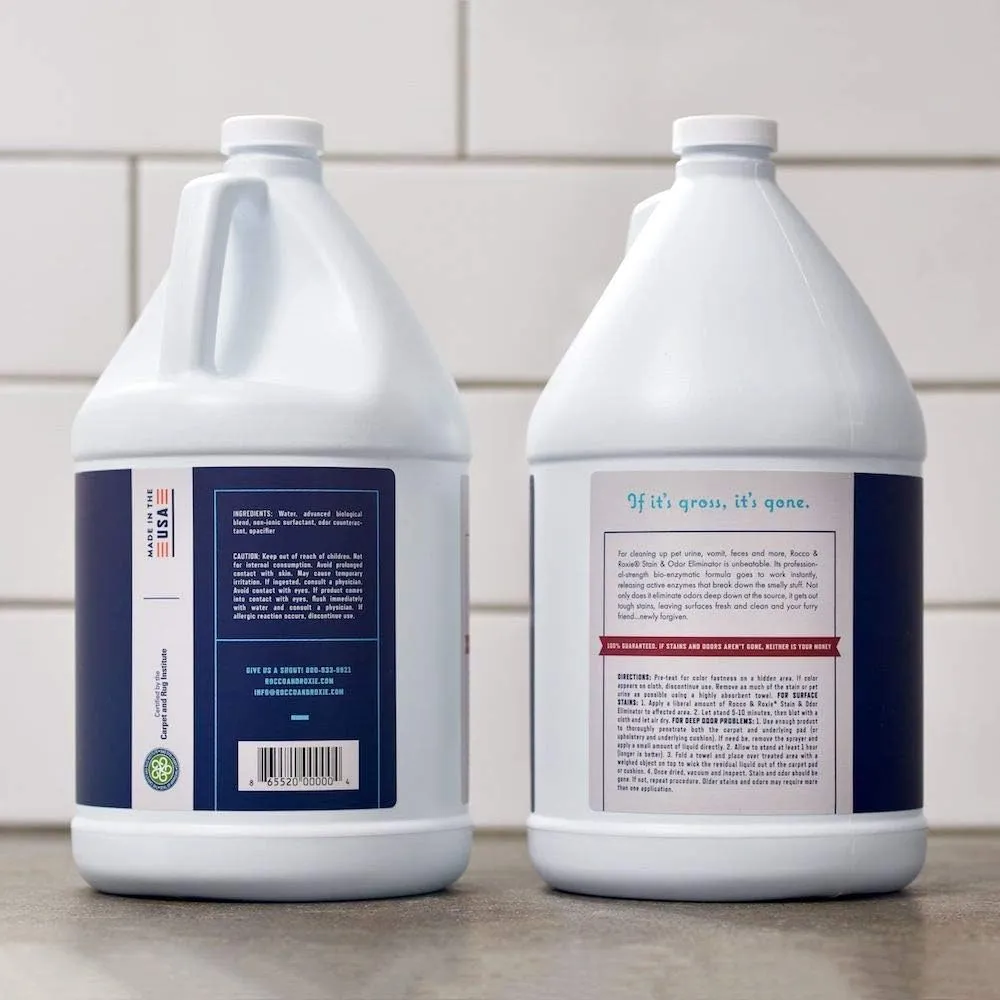 Rocco & Roxie Supply Co. Enzymatic Stain & Odor Eliminator: The Ultimate Pet-friendly Solution for Stubborn Odors and Effective Carpet Cleaning Against Pet Accidents