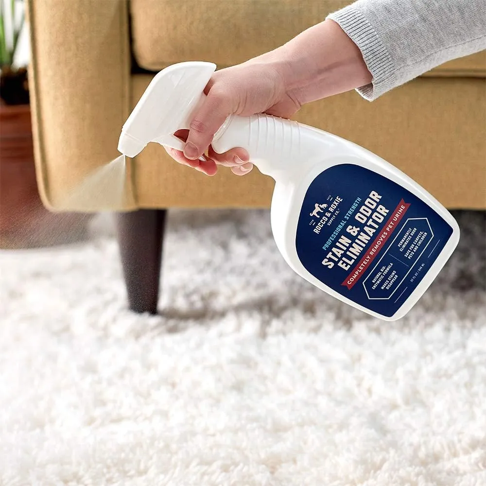 Rocco & Roxie Supply Co. Enzymatic Stain & Odor Eliminator: The Ultimate Pet-friendly Solution for Stubborn Odors and Effective Carpet Cleaning Against Pet Accidents