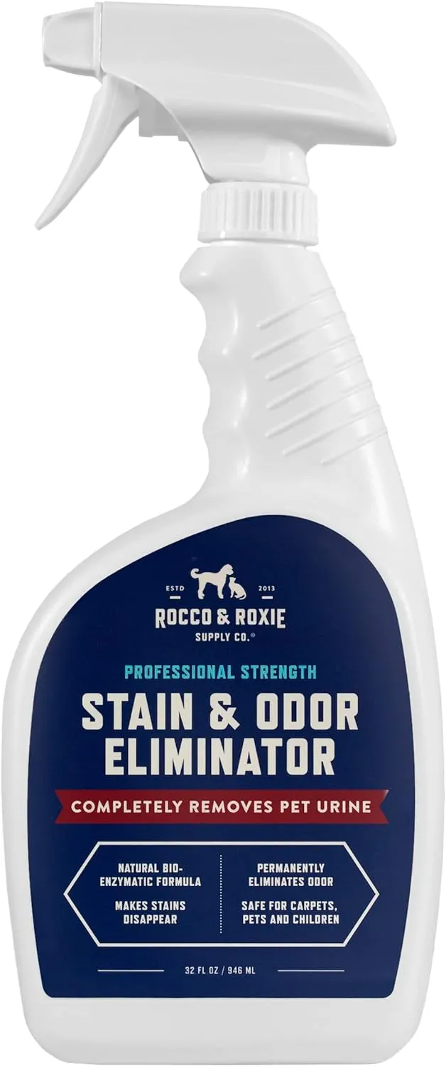 Rocco & Roxie Supply Co. Enzymatic Stain & Odor Eliminator: The Ultimate Pet-friendly Solution for Stubborn Odors and Effective Carpet Cleaning Against Pet Accidents