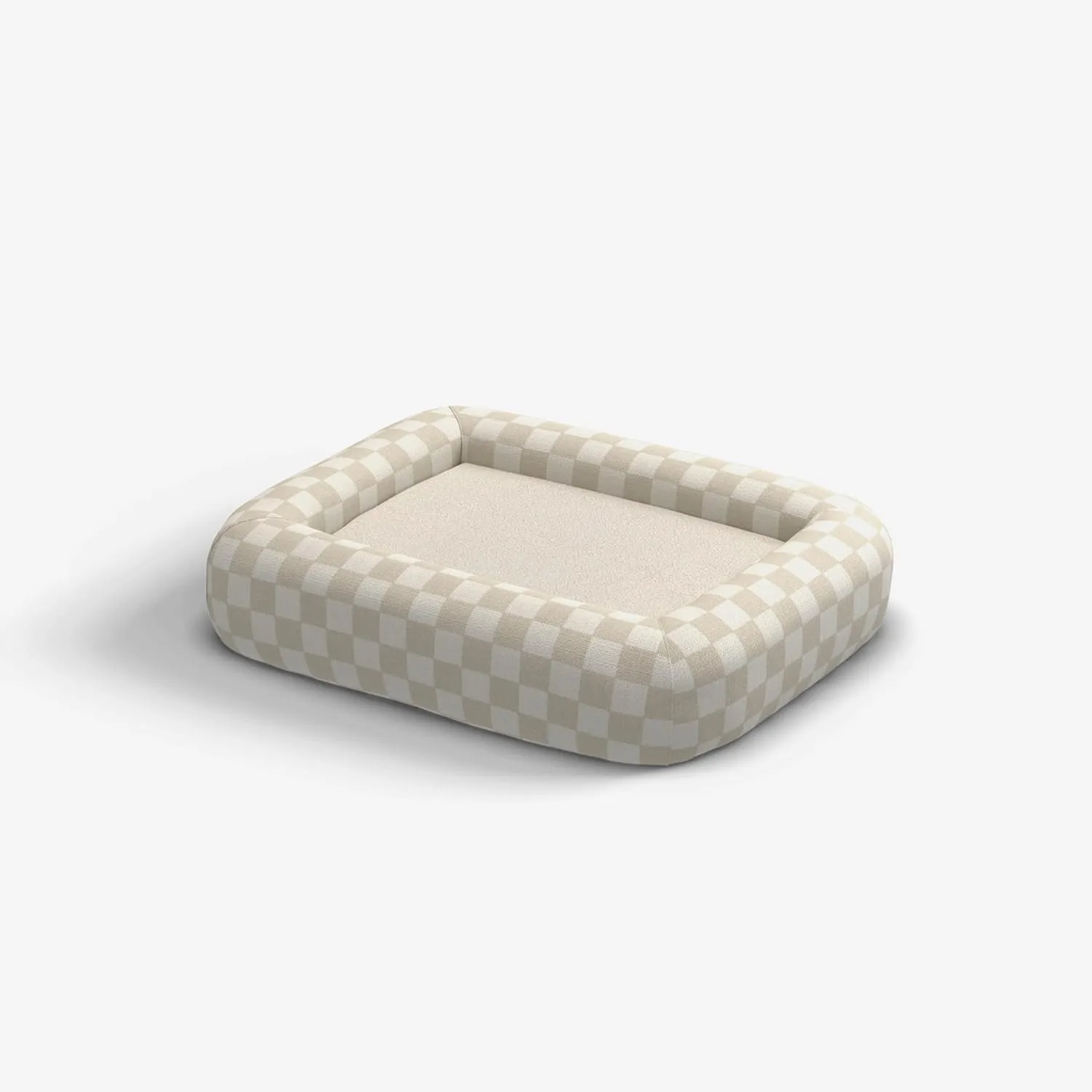 Ruggable Small Dog Bed Indestructible Washable Waterproof Cover Calming Memory Foam, Plush Crate for Dogs - 28 inch, up to 25lbs, Non Slip Couch, Premium Donut Sides Charlee Checkered Neutral