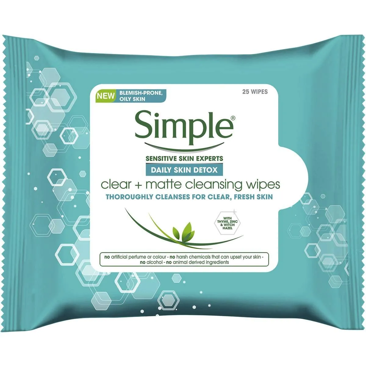 Simple Daily Skin Detox Clear   Matte Cleansing Wipes, Cleanses for Clear and Fresh Skin, 25 Count (Pack of 3)