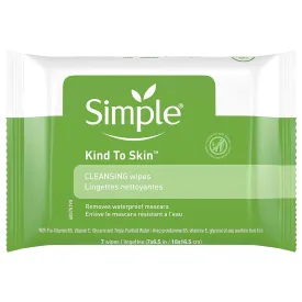 Simple Kind to Skin Facial Cleansing Wipes Cleanser & Makeup Remover Cleansing Removes Waterproof Mascara 7 Wipes