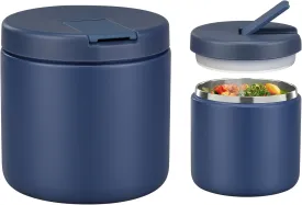 Soup Thermo for Hot Food Insulated Vacuum Food Jar with Buckle Lid, Stainless Steel Wide Mouth Leak Proof Lunch Container for School Travel Blue
