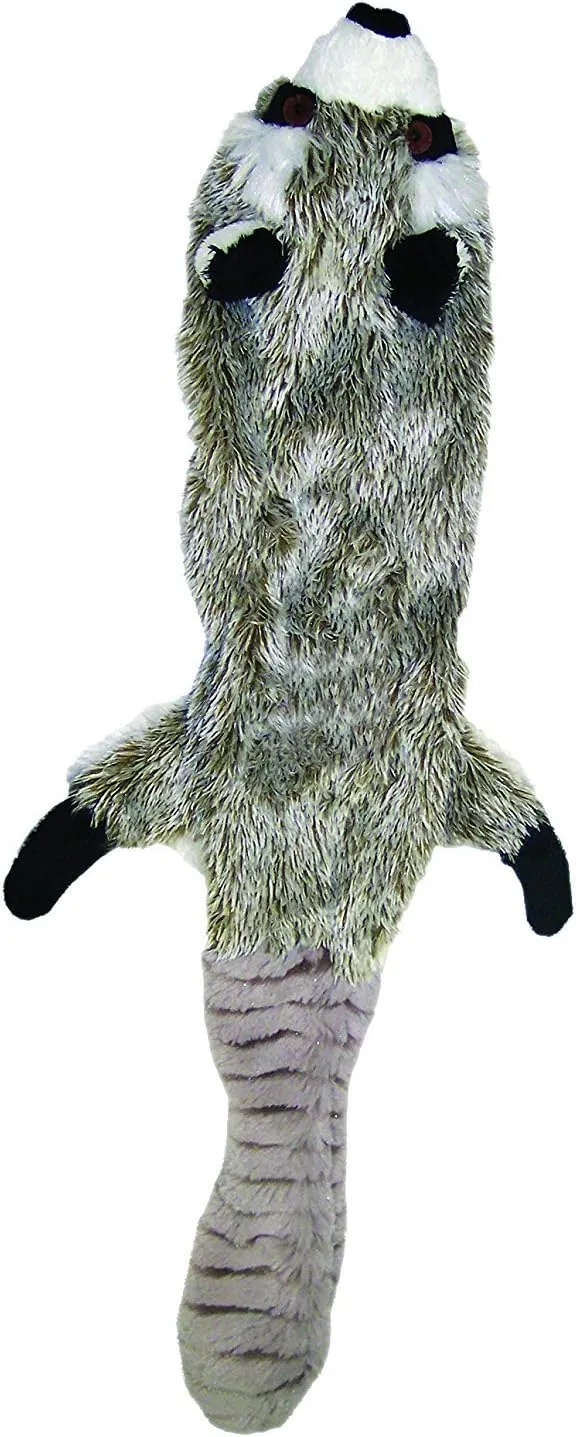 SPOT Skinneeez Stuffless Dog Toy with Squeaker | Plush Tug of War Raccoon Squeak Toy for Small and Large Dog Breeds | Small
