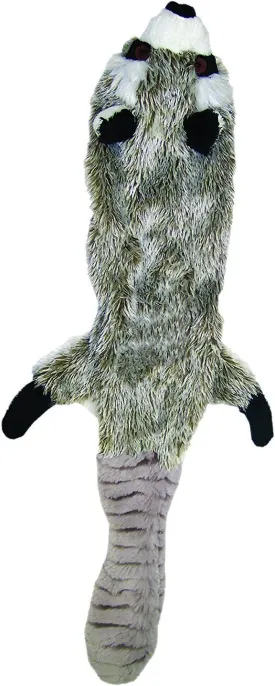 SPOT Skinneeez Stuffless Dog Toy with Squeaker | Plush Tug of War Raccoon Squeak Toy for Small and Large Dog Breeds | Small
