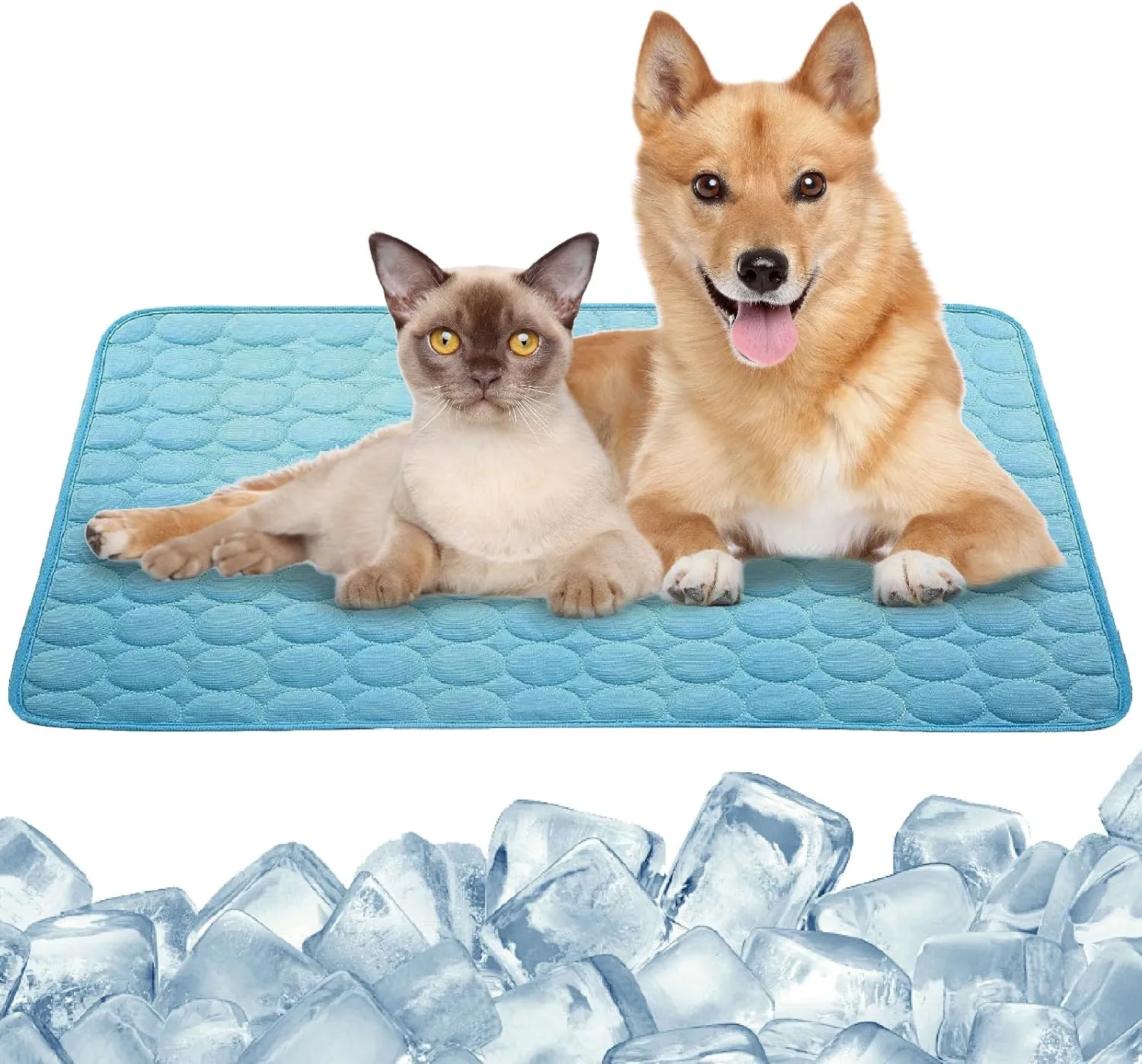 Summer Dog Cooling Mat, Machine Washable Self-Cooling Ice Silk Mat for Small Medium Large Dogs and Cats, Non-Slip Leakproof Design, Ideal for Dog Bed, Pet Crate, Car, Sofa (Large)