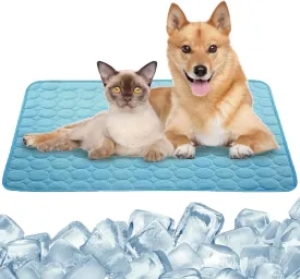 Summer Dog Cooling Mat, Machine Washable Self-Cooling Ice Silk Mat for Small Medium Large Dogs and Cats, Non-Slip Leakproof Design, Ideal for Dog Bed, Pet Crate, Car, Sofa (Large)