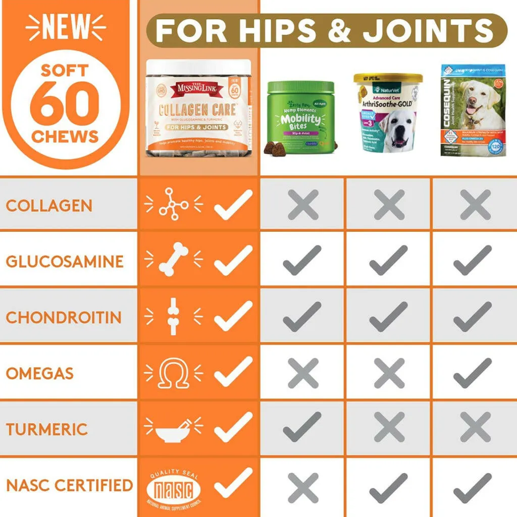 The Missing Link Collagen Care Hips & Joints Soft Chews for Dogs