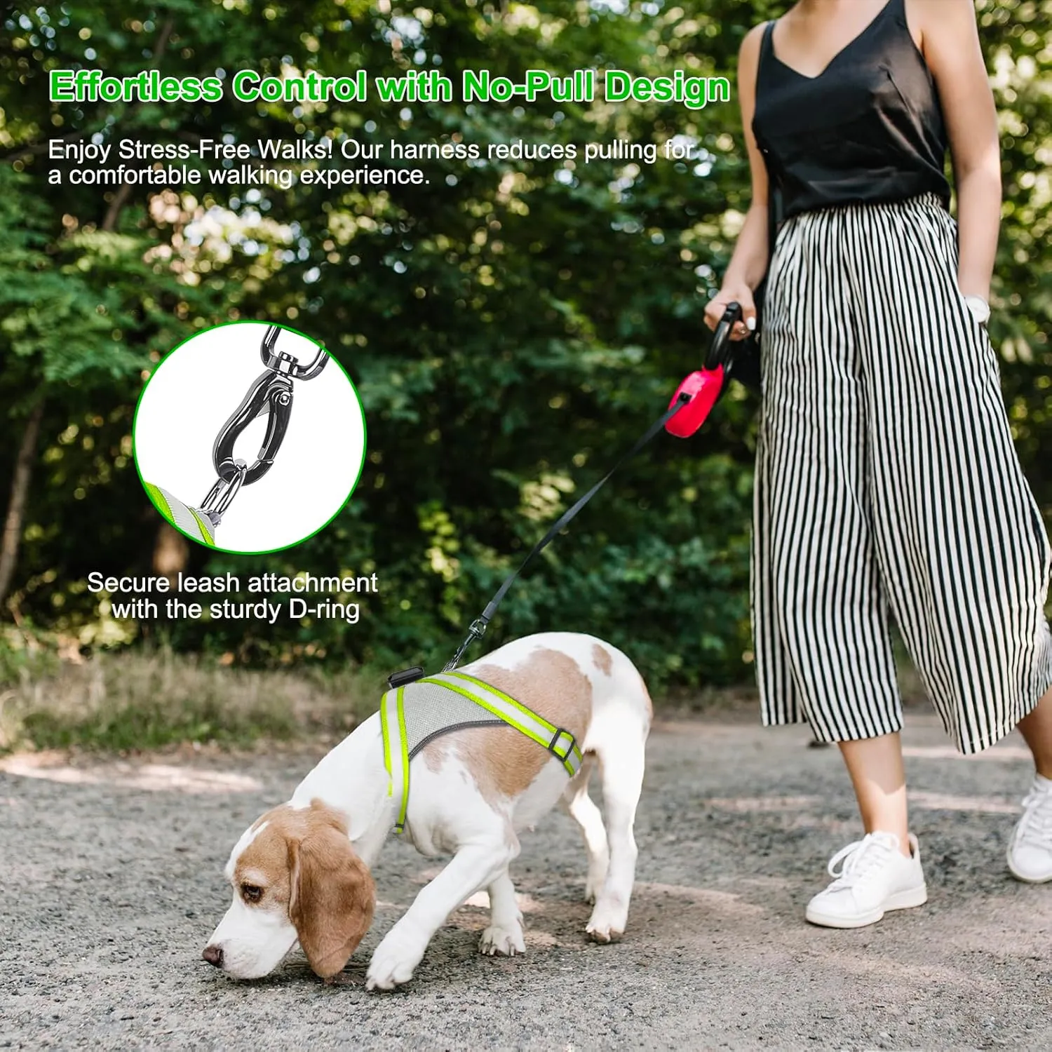 Visinite LED Dog Harness - USB Rechargeable Light Up Vest, 2 Illuminate Modes, Glow in The Dark, Adjustable for Night Walking Safety