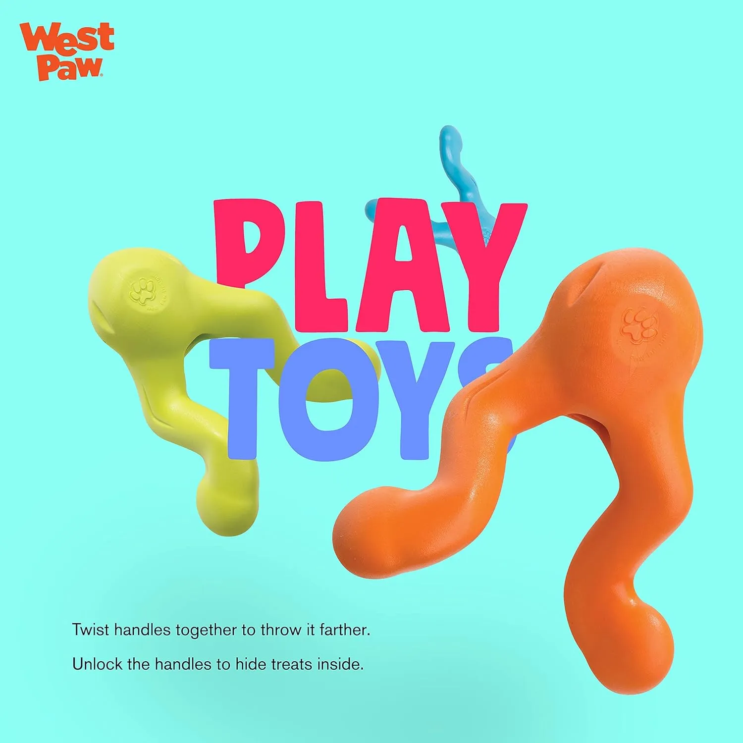 WEST PAW Zogoflex Tizzi Treat Dispensing Dog Toy  Interactive Play Toy for Dogs, Puppies  Floatable, High-Flying Dog Toys for Fetch, Catch, Tug of War, Recyclable, Dishwasher Safe, Large, Tangerine