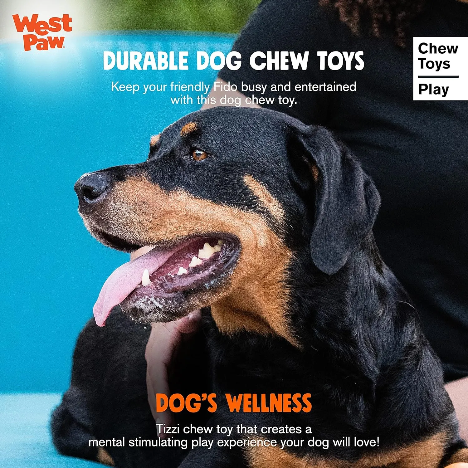 WEST PAW Zogoflex Tizzi Treat Dispensing Dog Toy  Interactive Play Toy for Dogs, Puppies  Floatable, High-Flying Dog Toys for Fetch, Catch, Tug of War, Recyclable, Dishwasher Safe, Large, Tangerine