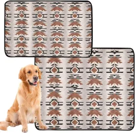 Western Aztec Washable Pee Pads for Dogs, 2 Pack Non-Slip Reusable Dog Pads Waterproof Whelping Training Pet Mat for Potty, Crate, Playpen, Bed, Sofa