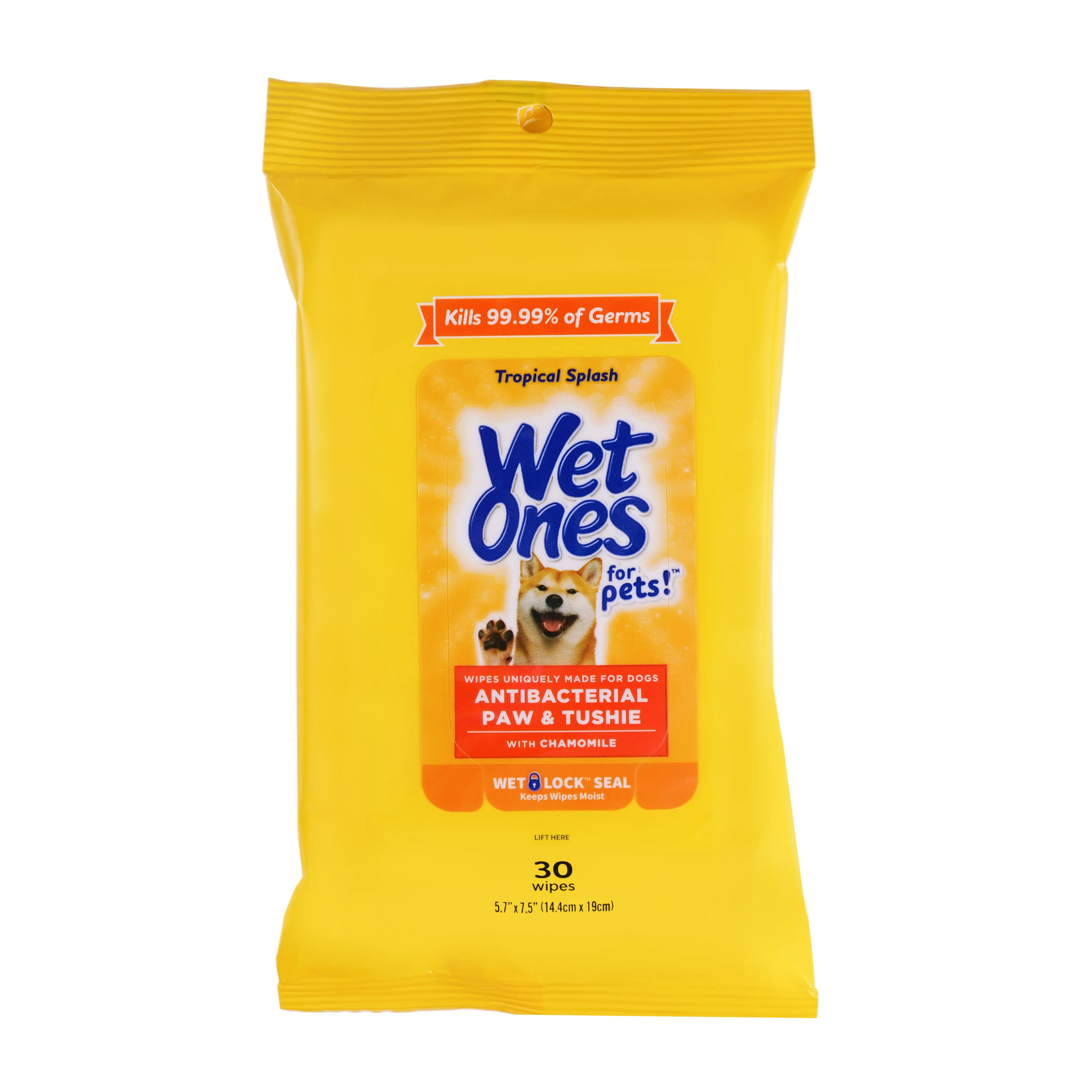 Wet Ones Anti-Bacterial Paw/Tushie Wipe for Dogs - 30 ct pouch, 8 pc PDQ
