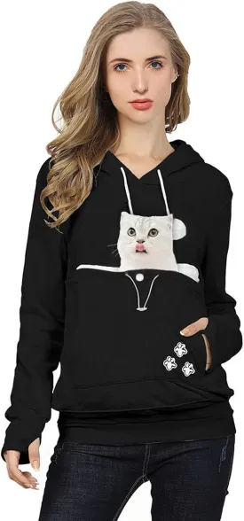 XUDREZ Unisex Big Pouch Hoodie Long Sleeve Pet Dog Holder Carrier Sweatshirt Hooded Pocket Kangaroo Hoodie
